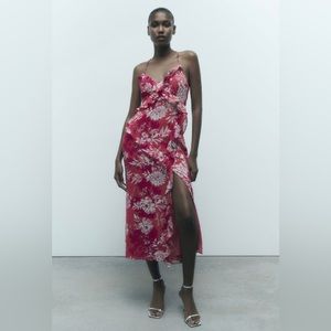 Zara Ruffled Print Dress Small